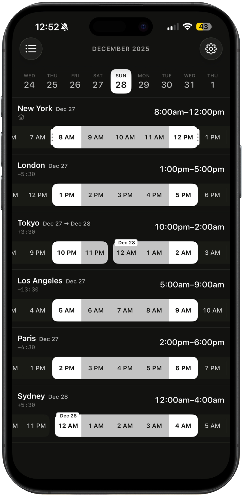 Samay scheduling interface